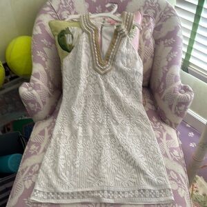 Lilly Pulitzer White and Gold Mini Dress